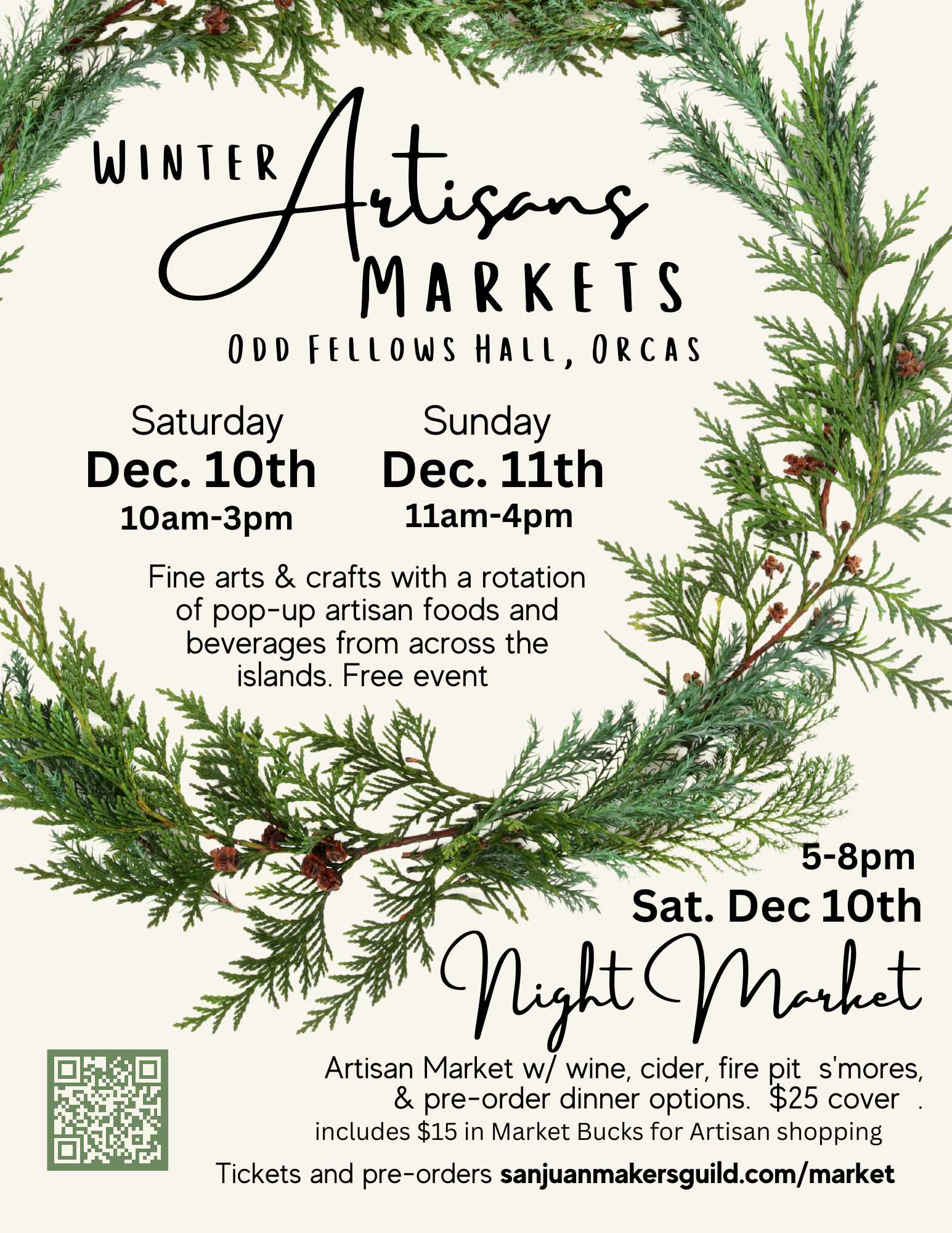 Winter Artisan Markets on Orcas Dec 10-11 – San Juan Makers Guild